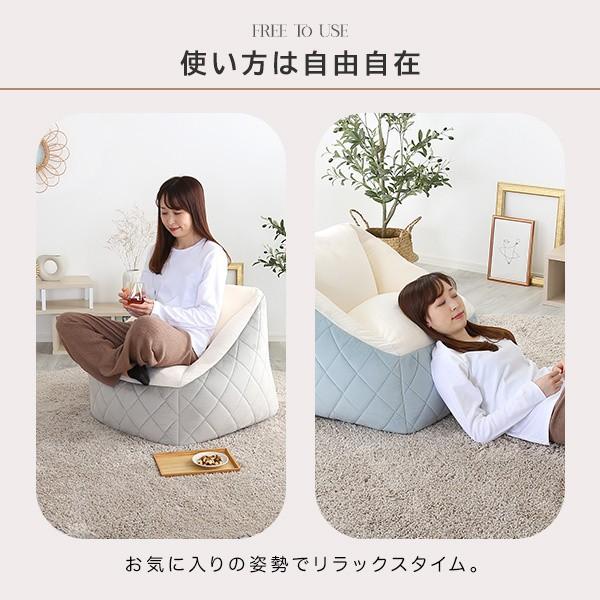 背もたれ付き ビーズソファ 1人掛け フロアクッションソファ リビング ビーズチェア ダイヤモンドキルト デザイン