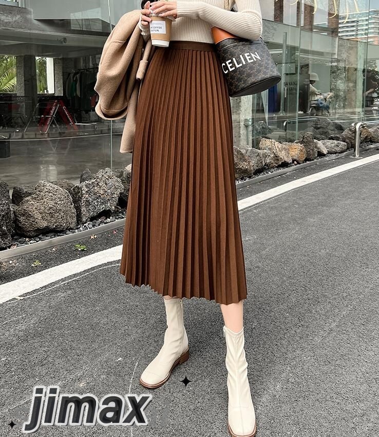 ロングスカート 秋冬 プリーツスカート 黒 レディース 大きいサイズ 秋 ミディ丈 ゆるスカート フレア Aラインスカート 秋物 フレアスカート 暖かい 冬 プリーツ裾 20代 30代 40代 美脚