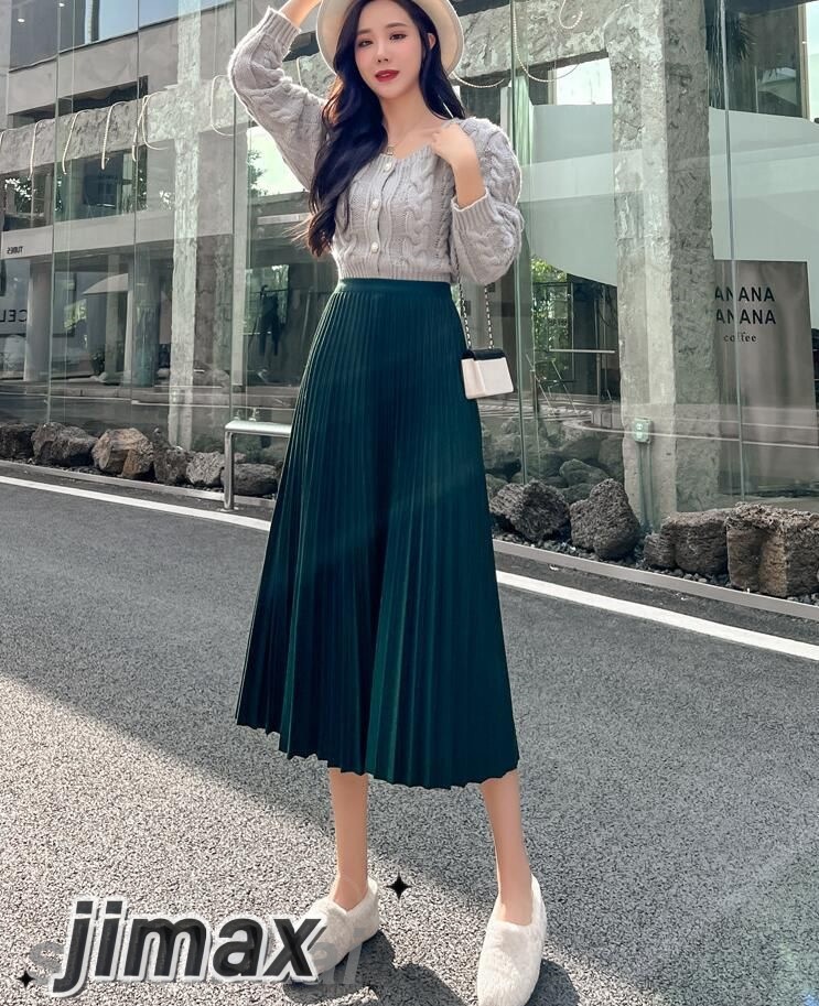 ロングスカート 秋冬 プリーツスカート 黒 レディース 大きいサイズ 秋 ミディ丈 ゆるスカート フレア Aラインスカート 秋物 フレアスカート 暖かい 冬 プリーツ裾 20代 30代 40代 美脚