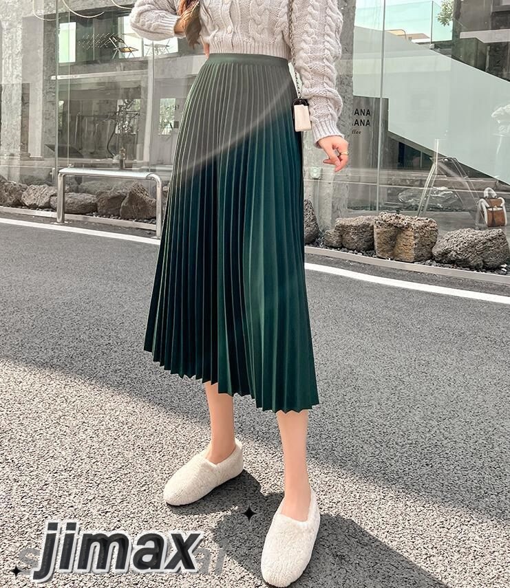 ロングスカート 秋冬 プリーツスカート 黒 レディース 大きいサイズ 秋 ミディ丈 ゆるスカート フレア Aラインスカート 秋物 フレアスカート 暖かい 冬 プリーツ裾 20代 30代 40代 美脚