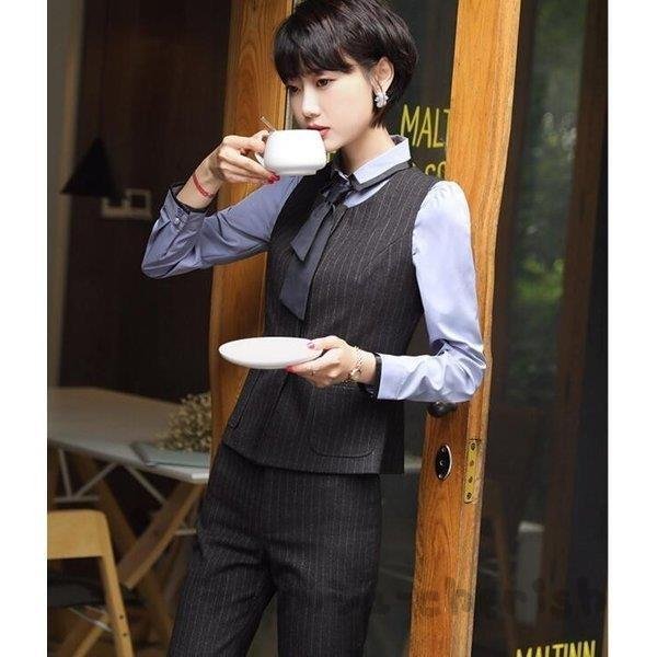 レディースパンツスーツビジネススーツスカートベストセット事務員ストライプOL通勤通勤結婚式入学式入園 レディースパンツスーツビジネススーツスカートベストセット事務員ストライプOL通勤通勤結婚式入学式入園