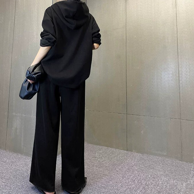 トップス ボトムス セットアップ パーカー トレーナー ワイドパンツ ストレートパンツ 袖あり 長袖 ストレート ワイド Iライン フード付き かわいい 大人可愛い きれいめ シンプル カジュアル