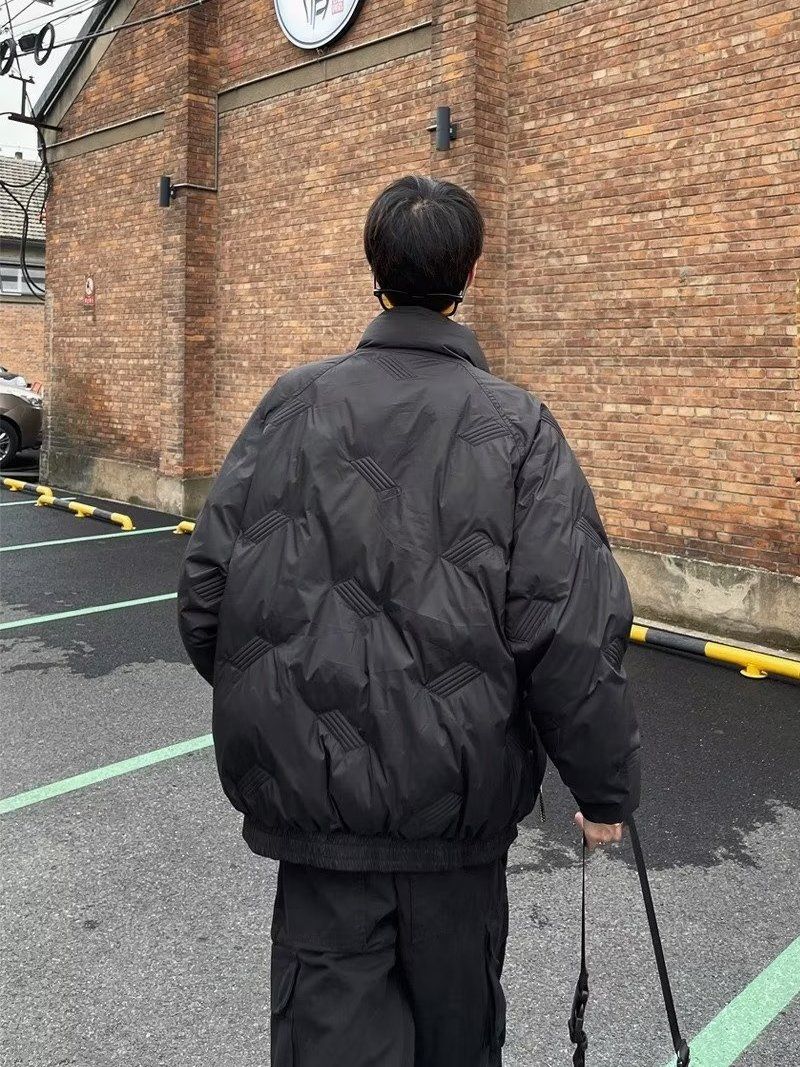 2025無地厚手スタンドカラー中綿コートメンズゆったり万能中綿ジャケットカジュアルダウンジャケット中綿ジャケット
