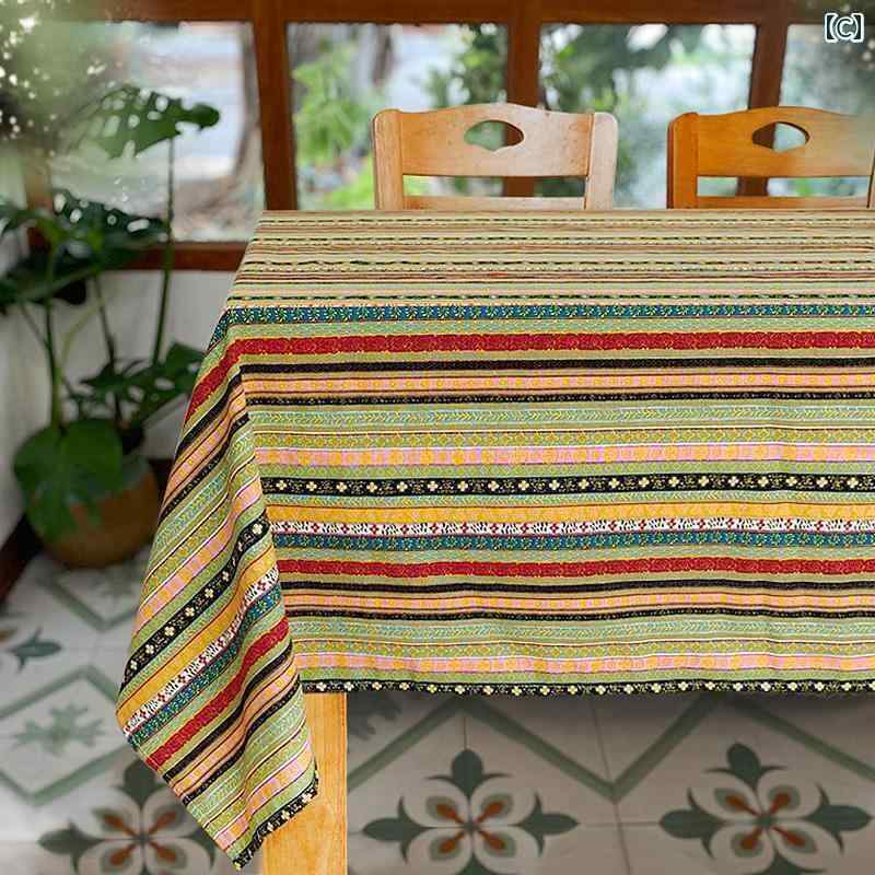 テーブルクロス レトロ 汚れ防止 机カバー 布 雑貨 キッチン ダイニング リビング おしゃれ ボヘミアン エスニック コットン リネン ストライプ ひし形 青 赤 テーブルクロス レトロ 汚れ防止 机カバー 布 雑貨 キッチン ダイニング リビング おしゃれ ボヘミアン エスニック コットン リネン ストライプ ひし形 青 赤