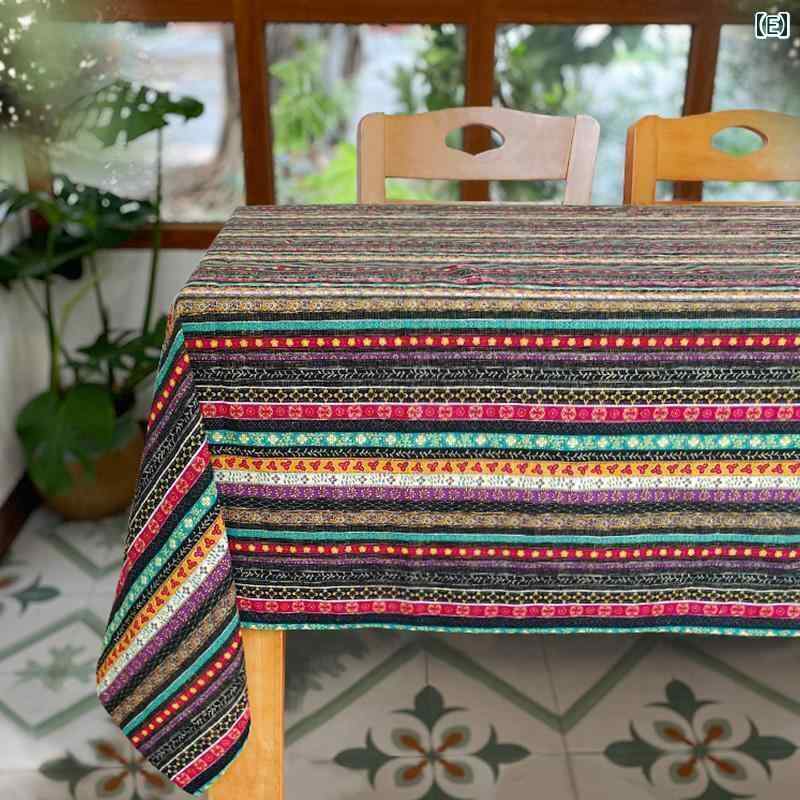 テーブルクロス レトロ 汚れ防止 机カバー 布 雑貨 キッチン ダイニング リビング おしゃれ ボヘミアン エスニック コットン リネン ストライプ ひし形 青 赤 テーブルクロス レトロ 汚れ防止 机カバー 布 雑貨 キッチン ダイニング リビング おしゃれ ボヘミアン エスニック コットン リネン ストライプ ひし形 青 赤