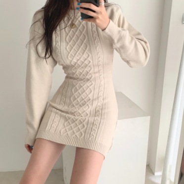 ざっくりニットワンピース ワンピース ニット ミニ ミニ丈 膝上 袖あり 長袖 ラウンドネック ざっくりニットワンピース ワンピース ニット ミニ ミニ丈 膝上 袖あり 長袖 ラウンドネック