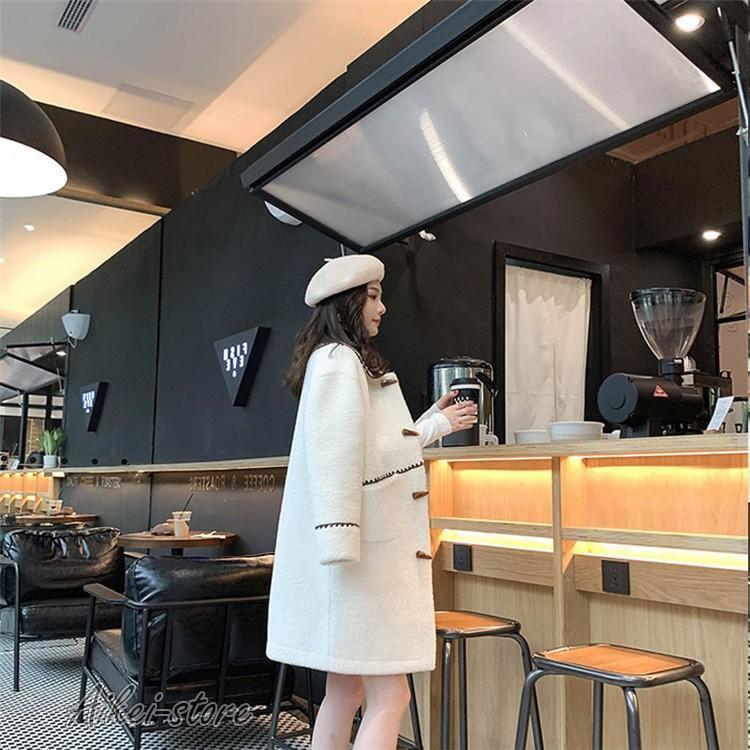 ラシャコート レディース ダブルブレスト テンの毛 らしゃ 牛角 裏起毛ラシャジャケット ロング丈秋冬 可愛い カジュアル スプリングコート 着痩せ アウター
