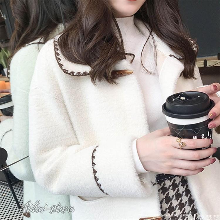 ラシャコート レディース ダブルブレスト テンの毛 らしゃ 牛角 裏起毛ラシャジャケット ロング丈秋冬 可愛い カジュアル スプリングコート 着痩せ アウター