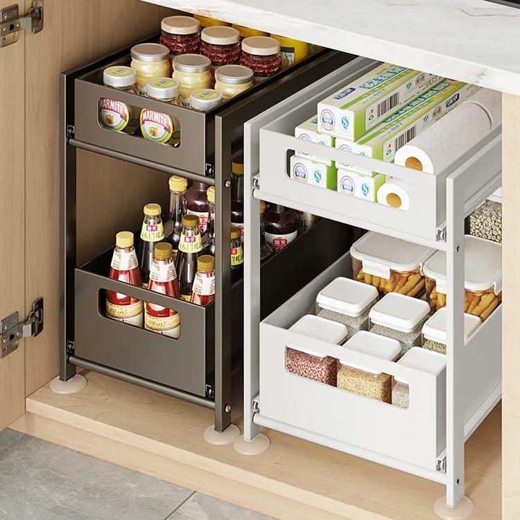 2段 棚 収納ラック スライドラック 整理棚 シンク下 シンク下ラック 調味料ラック 調味料入れ 収納棚 引出し 引き出し 洗面台下 流し台下 台所 mulan778.net