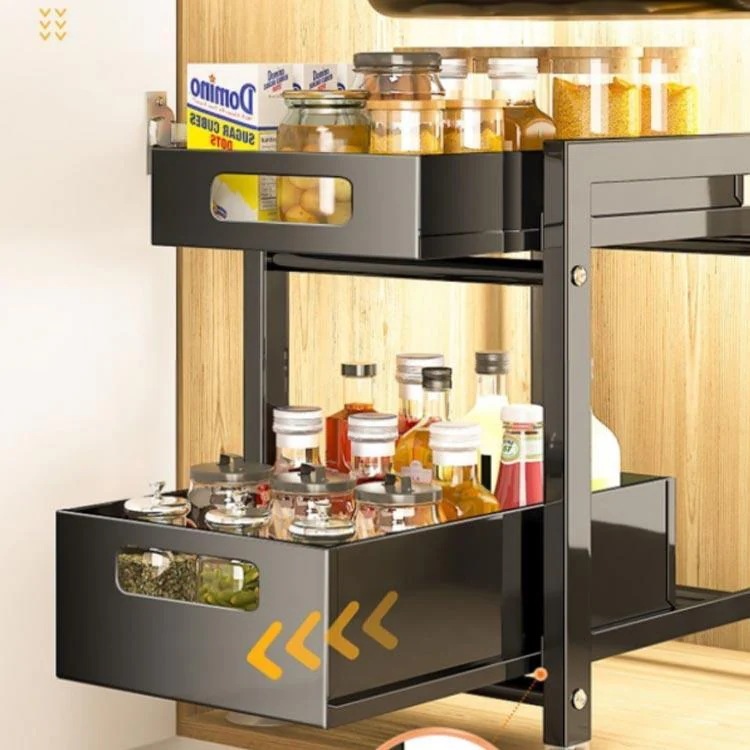 2段 棚 収納ラック スライドラック 整理棚 シンク下 シンク下ラック 調味料ラック 調味料入れ 収納棚 引出し 引き出し 洗面台下 流し台下 台所 mulan778.net