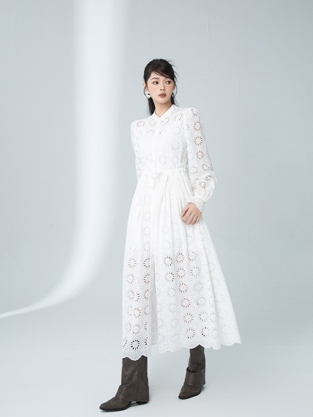 Lieer ZC070 フレンチポルカドット刺繍ドレス
