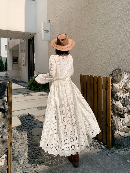 Lieer ZC070 フレンチポルカドット刺繍ドレス