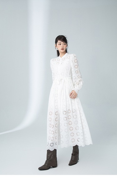 Lieer ZC070 フレンチポルカドット刺繍ドレス