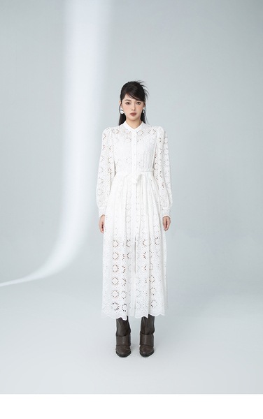 Lieer ZC070 フレンチポルカドット刺繍ドレス
