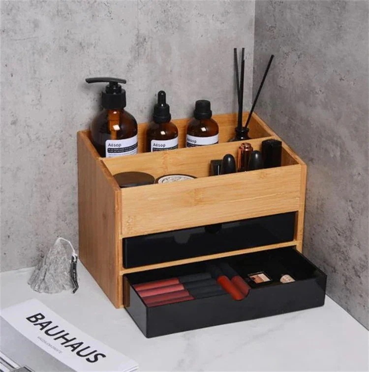 【キャンペーン価格 2個セット】スタイル 収納ボックス 竹 化粧品 引き出し 卓上 仕切り付き ジュエリー アロマテラピー ヘッドストリング 小物 スキンケア用品162563