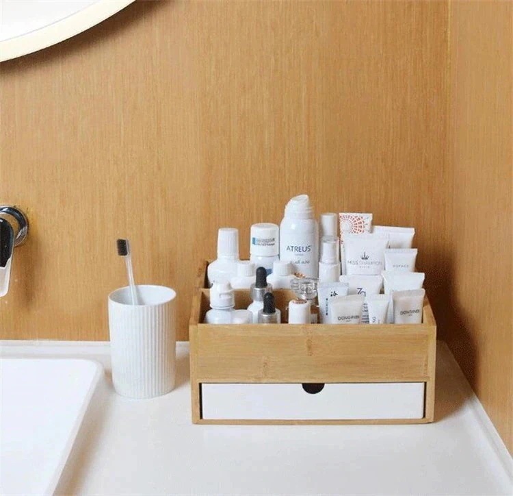 【キャンペーン価格 2個セット】スタイル 収納ボックス 竹 化粧品 引き出し 卓上 仕切り付き ジュエリー アロマテラピー ヘッドストリング 小物 スキンケア用品162563