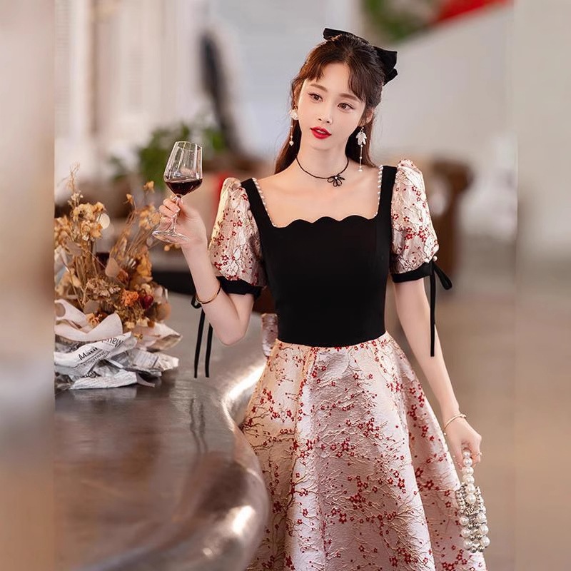 フレンチ敬酒ドレス花嫁半袖普段は婚約ワンピース司会者の着やせドレス フレンチ敬酒ドレス花嫁半袖普段は婚約ワンピース司会者の着やせドレス