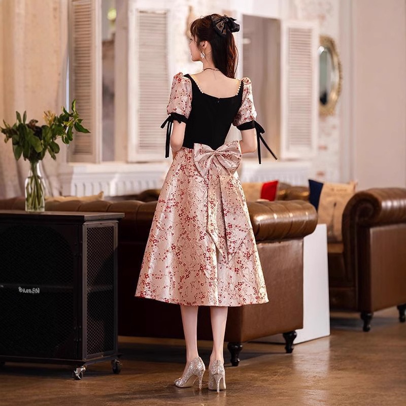 フレンチ敬酒ドレス花嫁半袖普段は婚約ワンピース司会者の着やせドレス フレンチ敬酒ドレス花嫁半袖普段は婚約ワンピース司会者の着やせドレス