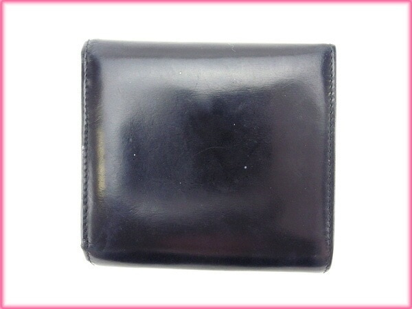 三つ折り財布 パンテール ブラック ゴールド 中古