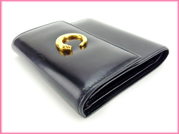 三つ折り財布 パンテール ブラック ゴールド 中古
