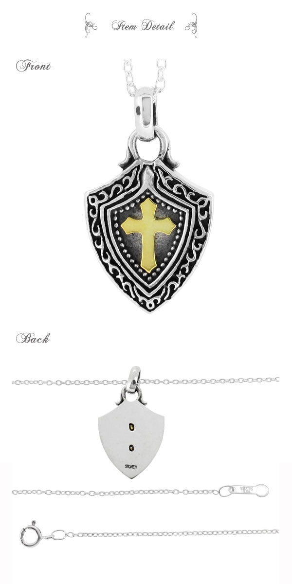 シールド&クロス シルバー ネックレス メンズ 首飾り シルバー925 盾 十字架 シールド&クロス シルバー ネックレス メンズ 首飾り シルバー925 盾 十字架