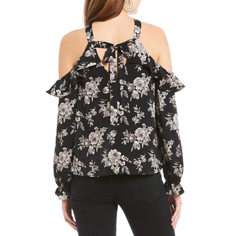ジェー オー エー レディース トップス ブラウス・シャツ【J.O.A. Printed Halter Neck Cold Shoulder Blouse】Black Multi ジェー オー エー レディース トップス ブラウス・シャツ【J.O.A. Printed Halter Neck Cold Shoulder Blouse】Black Multi