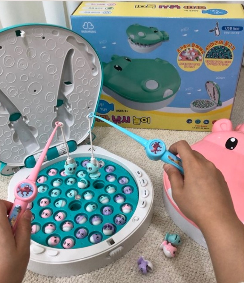 ぐるぐるぐるいカバ釣り遊び子供の家の赤ちゃん幼児マグネット魚のおもちゃ