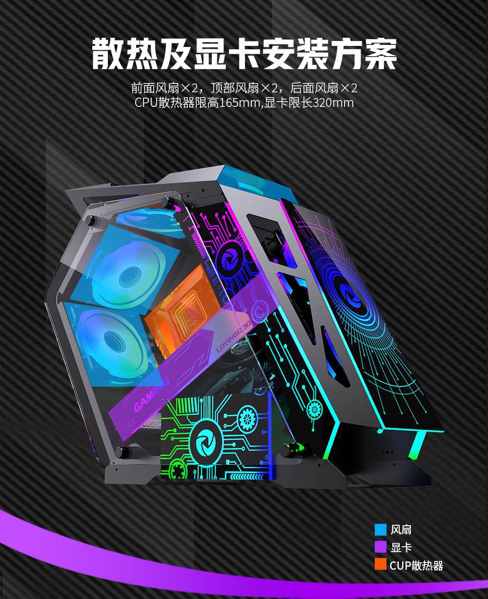 PCケース ATXケース 三面強化ガラス 2.5SDD 3.5HDD 冷却パーツ ケースファン六個 水冷クーラー 空冷