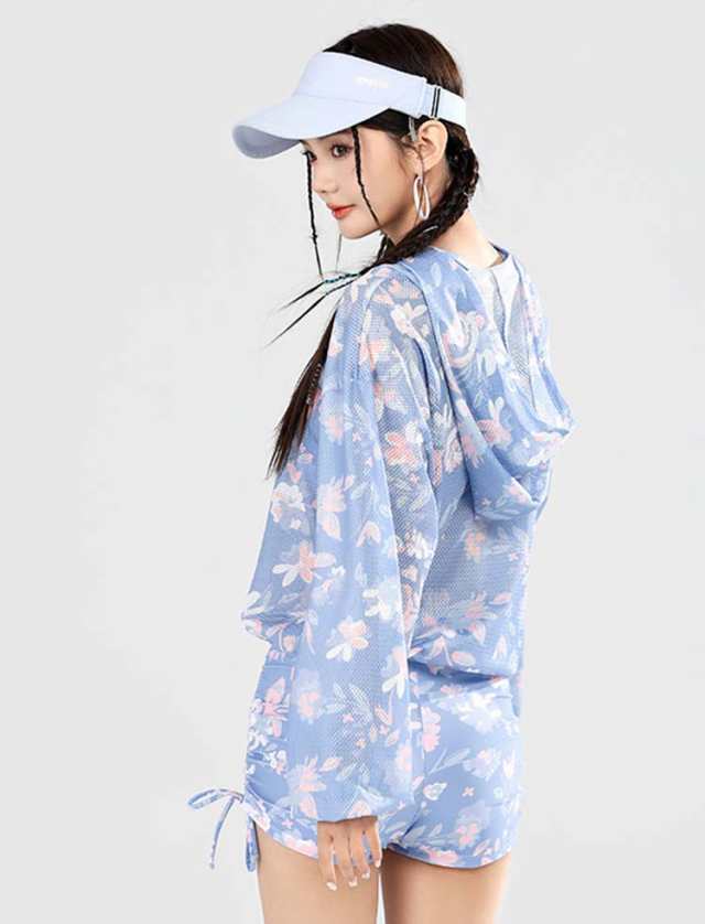 新品 水陸両用 タイダイ UVカーバ 透ける UVカッド ビキニ 3点セット 水着 可愛い プレゼント 高校生 20代 韓国 め へそ出し 大きサイズ 細見え セパレート パンツ レディース 胸パッ