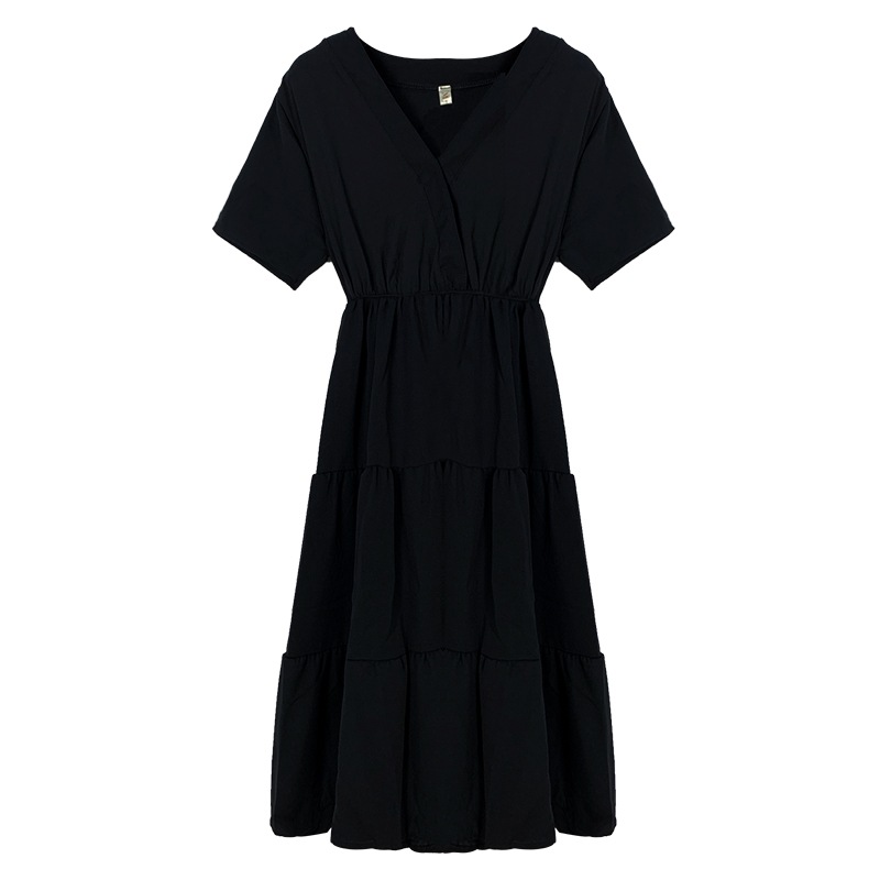 ワンピース 膝丈ドレス ひざ丈 膝下 袖あり 半袖 Vネック スリム ハイウエスト かっこいい 大人女子 こなれ感 ラフ クール 個性的 M L XL 2XL 3XL 4XL ブラック エレガント ワンピース 膝丈ドレス ひざ丈 膝下 袖あり 半袖 Vネック スリム ハイウエスト かっこいい 大人女子 こなれ感 ラフ クール 個性的 M L XL 2XL 3XL 4XL ブラック エレガント