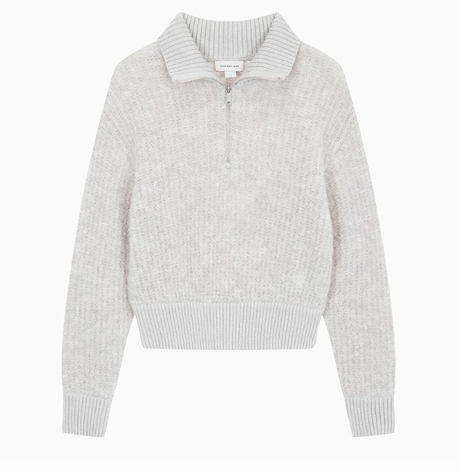Crop Half-zip Wool Knit Sweater (J224565)