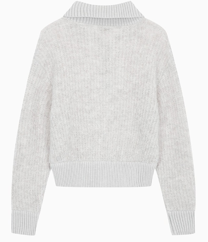 Crop Half-zip Wool Knit Sweater (J224565)