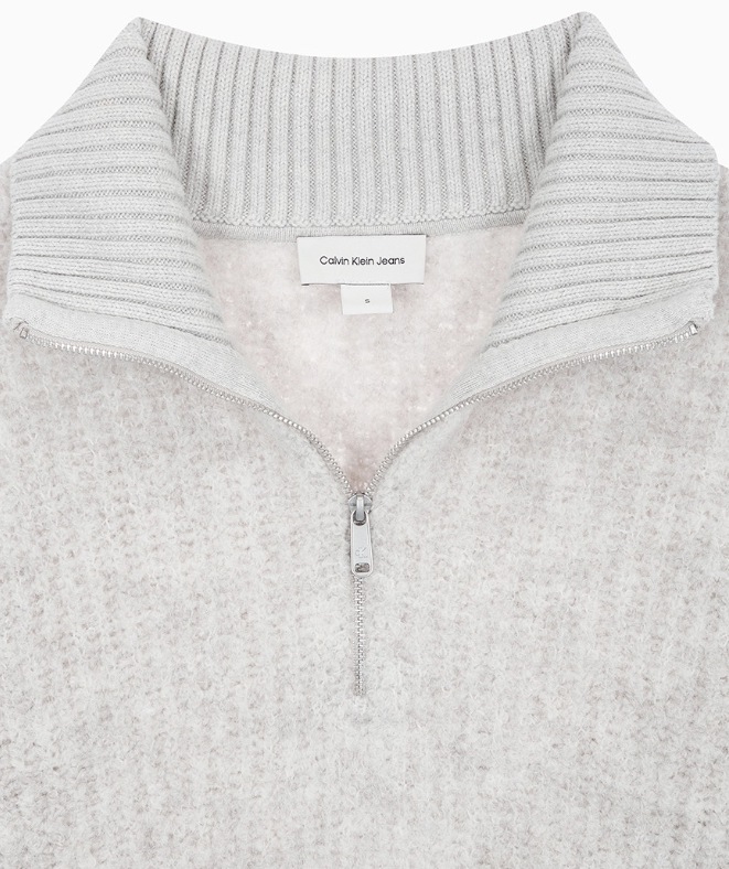 Crop Half-zip Wool Knit Sweater (J224565)