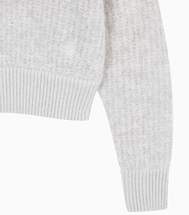 Crop Half-zip Wool Knit Sweater (J224565)
