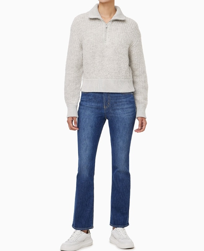 Crop Half-zip Wool Knit Sweater (J224565)