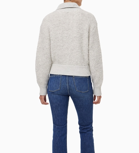 Crop Half-zip Wool Knit Sweater (J224565)