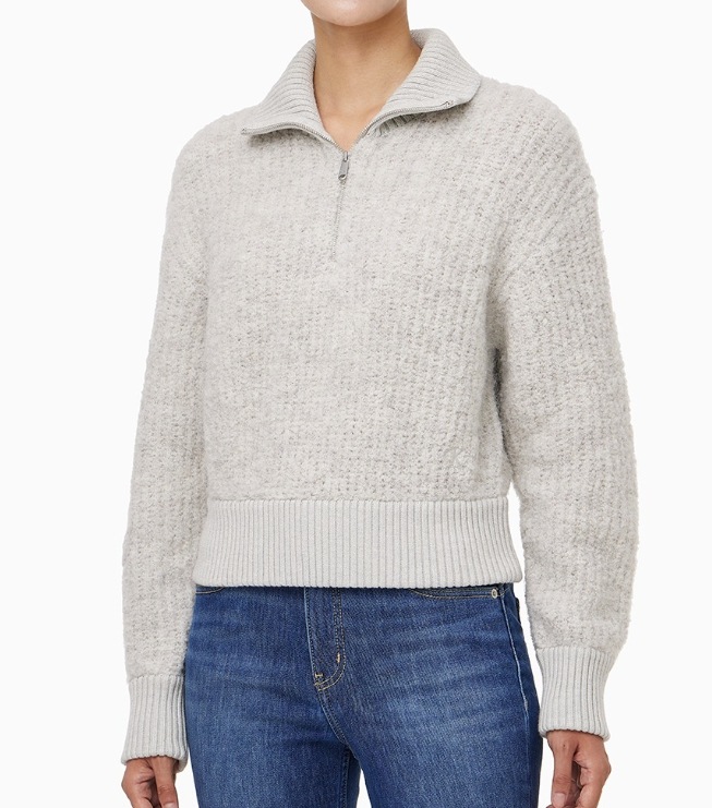 Crop Half-zip Wool Knit Sweater (J224565)