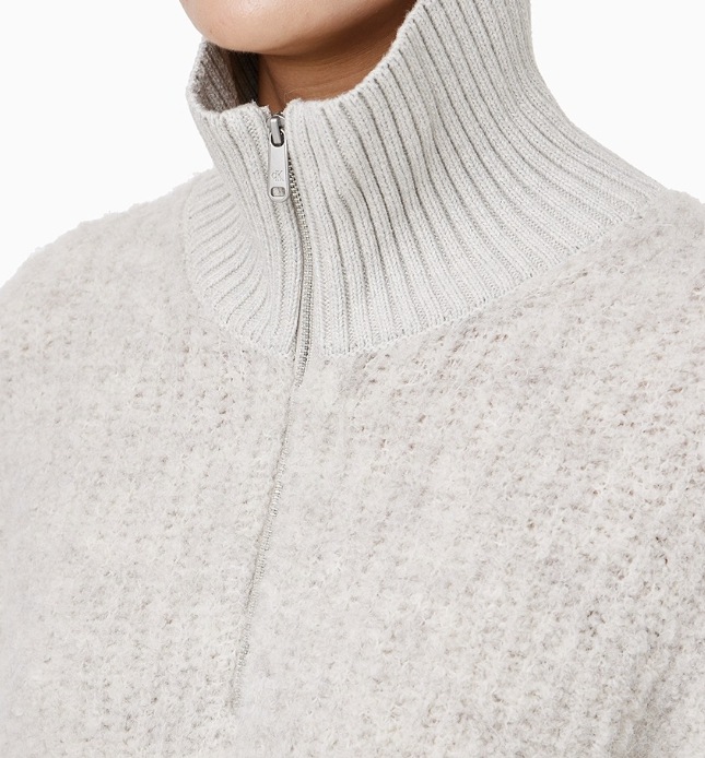 Crop Half-zip Wool Knit Sweater (J224565)