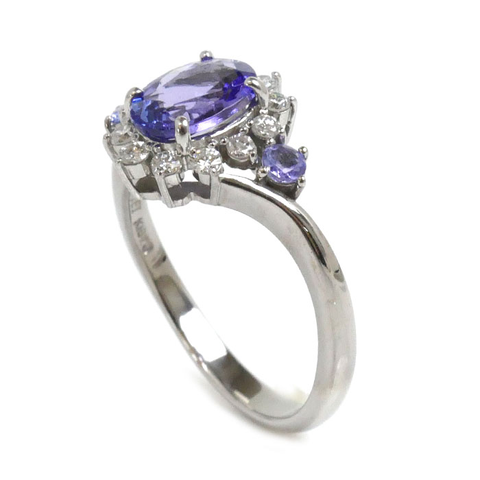 K18WG ホワイトゴールド リング・指輪 タンザナイト1.21ct/0.12