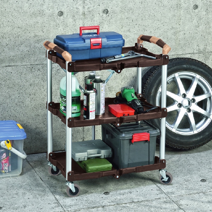 ツールワゴン 折りたたみマルチワゴン 3段 積載荷重：75kg OMW-03