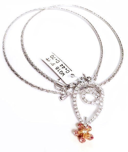 K18WG ダイヤ&ピンクダイヤペンダント K18WG ネックレス付 天然石 パワーストーン アクセサリー K18WG ダイヤ&ピンクダイヤペンダント K18WG ネックレス付 天然石 パワーストーン アクセサリー