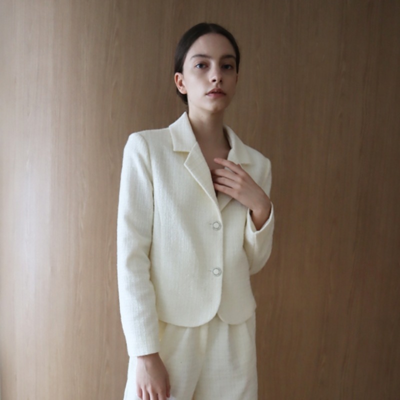 DAMAGE MNEMONIC ツイード2 グリッタークロップアイボリージャケット_ Tweed2 Glitter Crop IV JK DAMAGE MNEMONIC ツイード2 グリッタークロップアイボリージャケット_ Tweed2 Glitter Crop IV JK