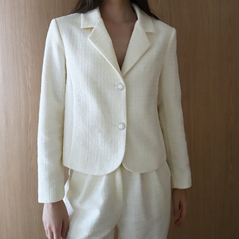 DAMAGE MNEMONIC ツイード2 グリッタークロップアイボリージャケット_ Tweed2 Glitter Crop IV JK DAMAGE MNEMONIC ツイード2 グリッタークロップアイボリージャケット_ Tweed2 Glitter Crop IV JK