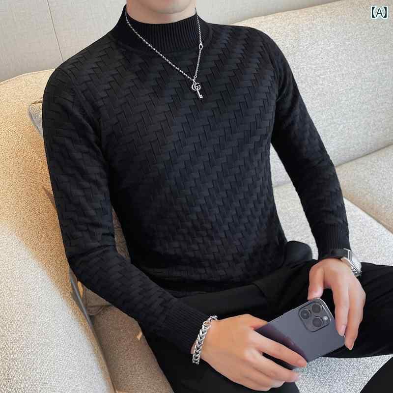 シャツ メンズ 秋 冬 セーター フェイク ツーピース セーター 無地 韓国 インナー セーター