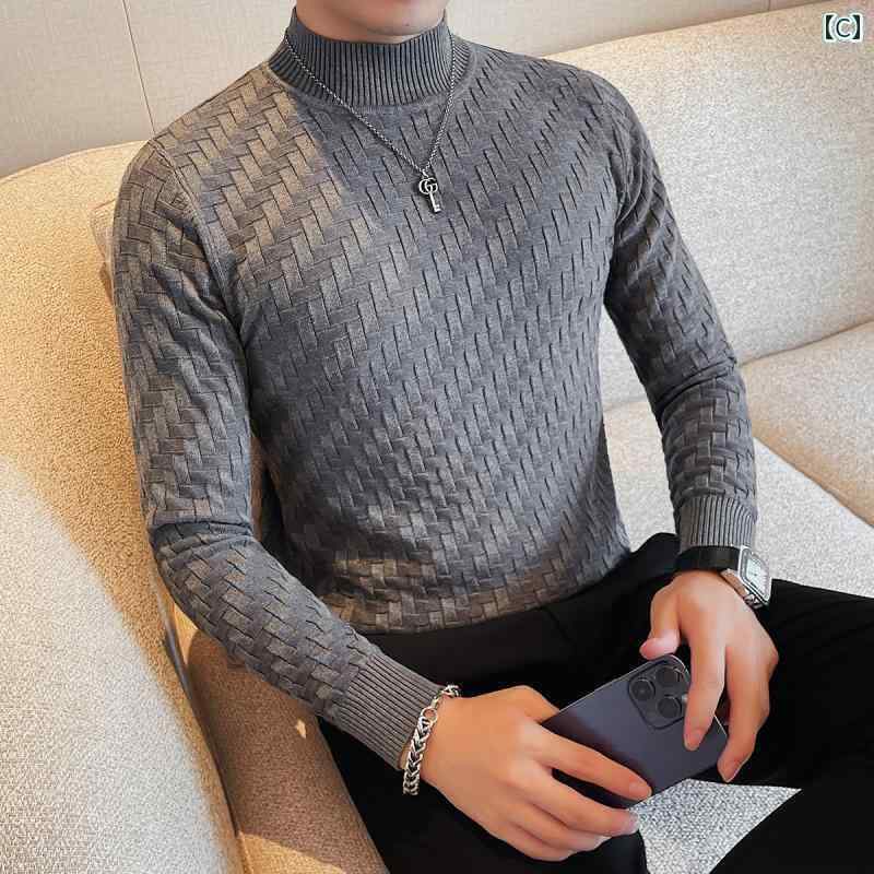 シャツ メンズ 秋 冬 セーター フェイク ツーピース セーター 無地 韓国 インナー セーター
