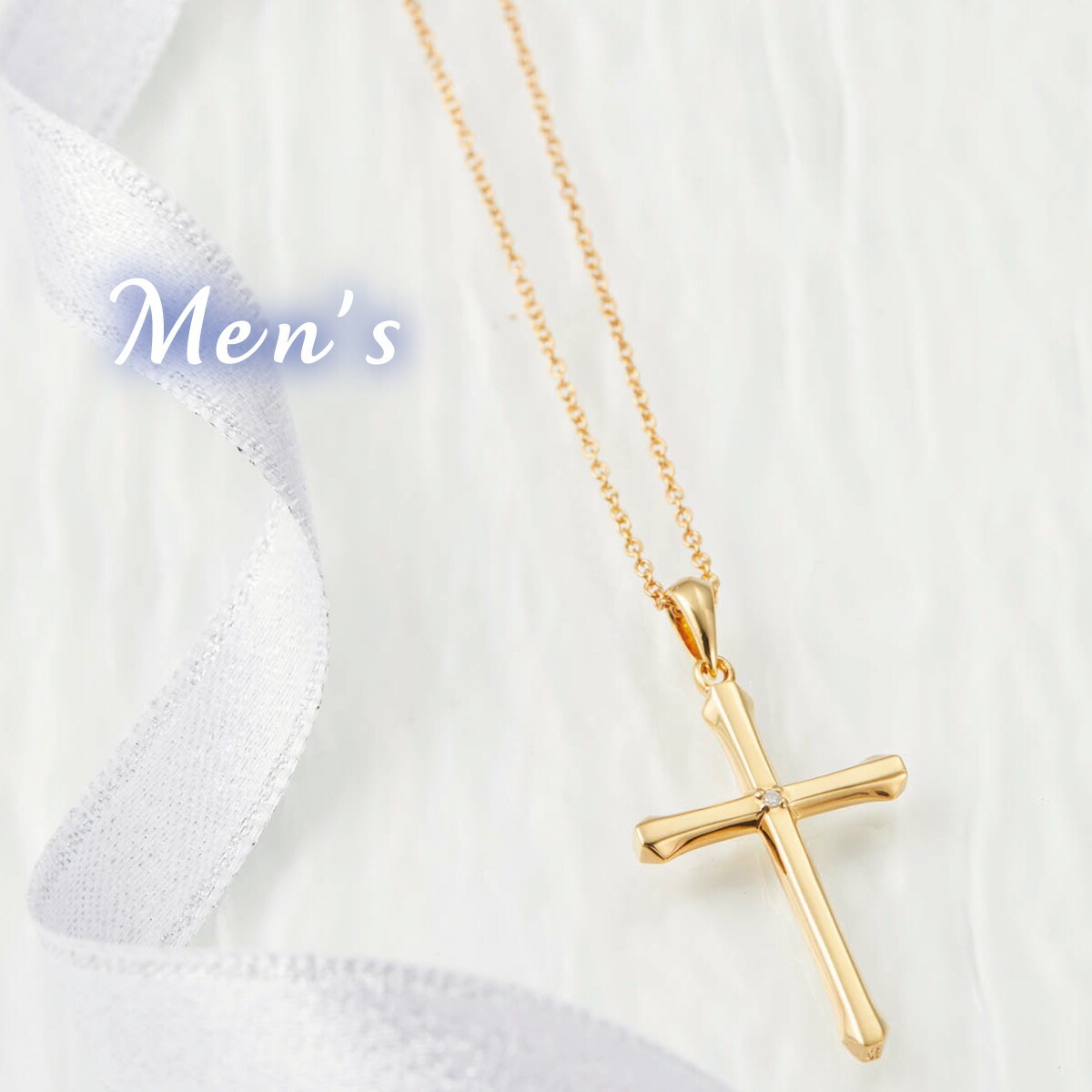 ペアネックレス シルバー925製 ダイヤモンド K23コーティング クロス 十字架 ペアネックレス シルバー925製 ダイヤモンド K23コーティング クロス 十字架