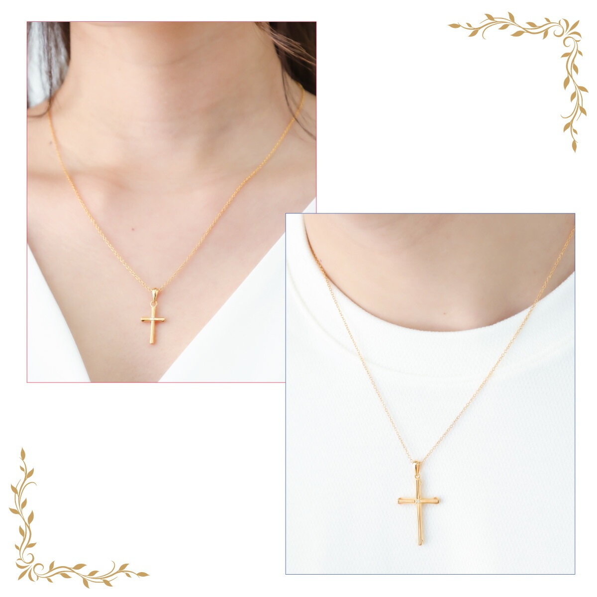 ペアネックレス シルバー925製 ダイヤモンド K23コーティング クロス 十字架 ペアネックレス シルバー925製 ダイヤモンド K23コーティング クロス 十字架