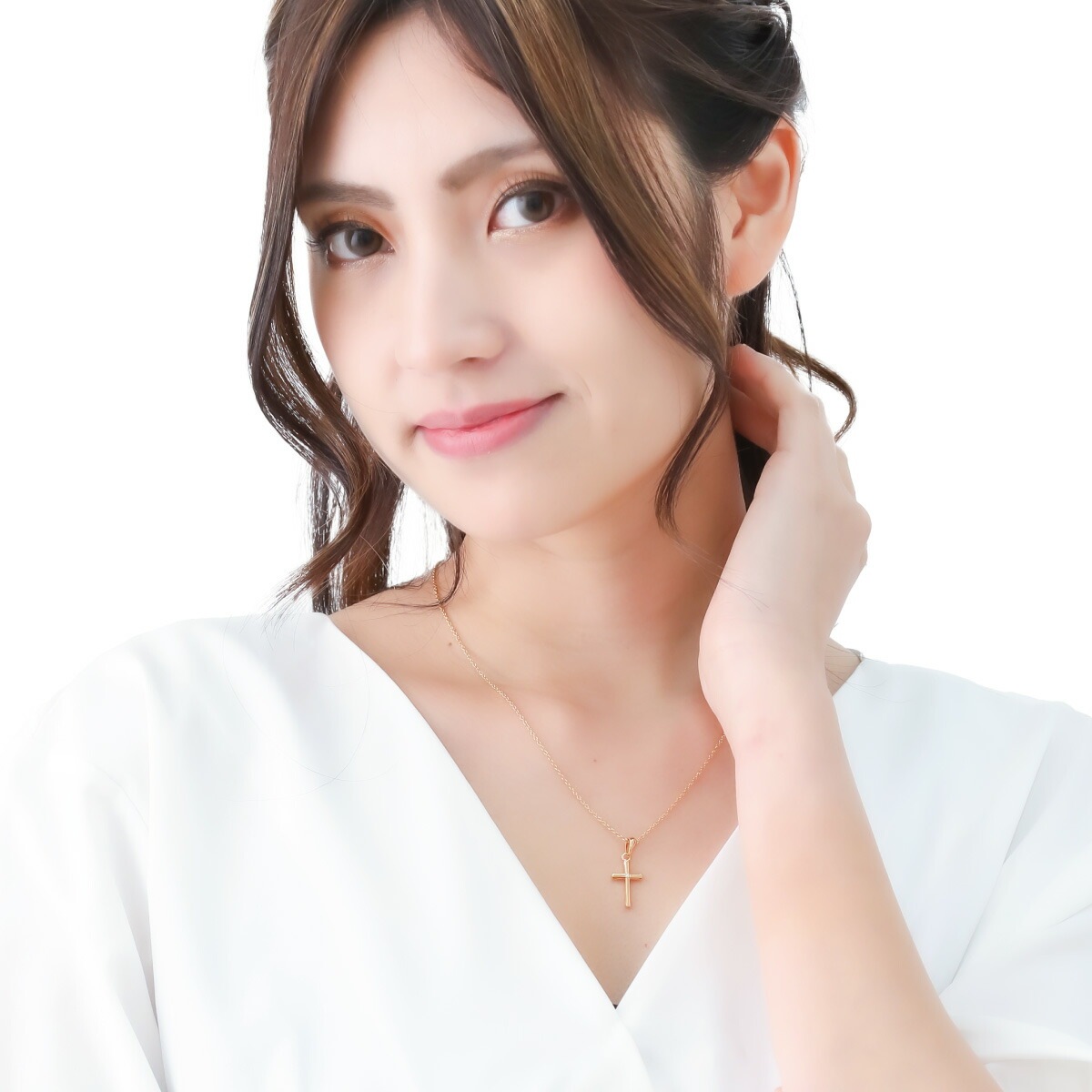 ペアネックレス シルバー925製 ダイヤモンド K23コーティング クロス 十字架 ペアネックレス シルバー925製 ダイヤモンド K23コーティング クロス 十字架