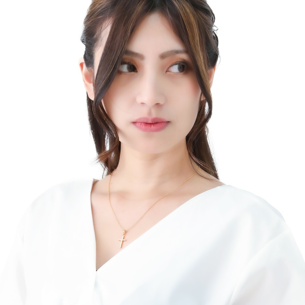 ペアネックレス シルバー925製 ダイヤモンド K23コーティング クロス 十字架 ペアネックレス シルバー925製 ダイヤモンド K23コーティング クロス 十字架