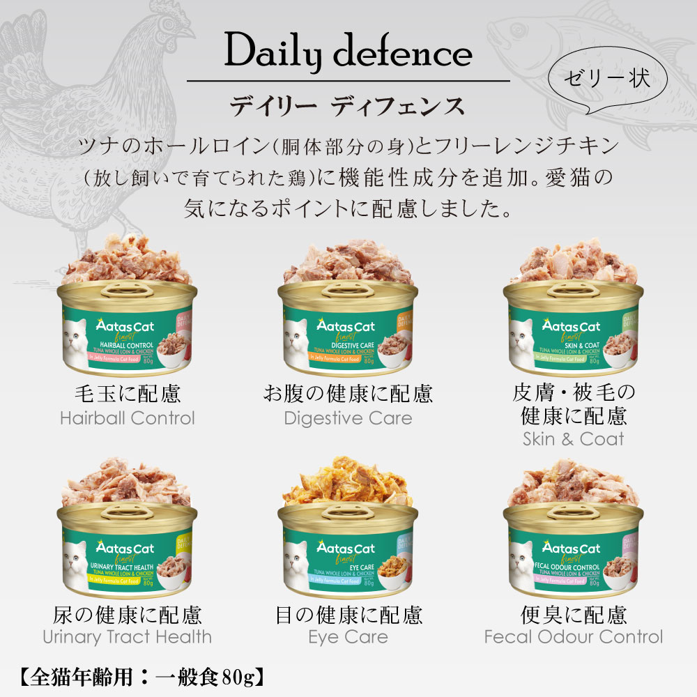 アタス キャット デイリーディフェンス ツナ&チキン アイケア 80g 24缶セット アタス キャット デイリーディフェンス ツナ&チキン アイケア 80g 24缶セット
